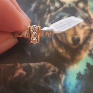 14K Gold Electroplated cubic zirconia ring.